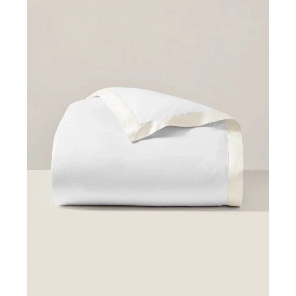LOT 2 Ralph Lauren RL Organic Sateen Border European Shams 26x26” Parchment Whit